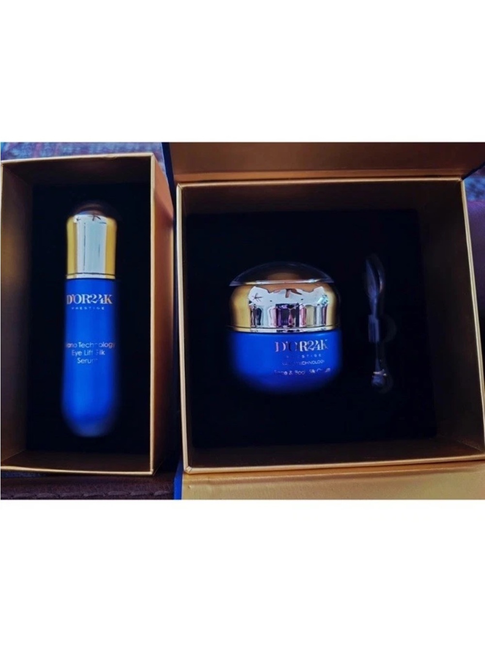 NEW D'OR 24K Prestige Nano Tech Eye Serum & Silk Face Cream Moisturizer Set Nib